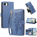 Portafoglio con cerniera a forma di farfalla e fiore, custodia per telefono in pelle vegana con cinturino, For iPhone 17e / 16e, For iPhone 17 Pro Max, For iPhone 17 Pro, For iPhone 17