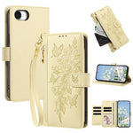 Portafoglio con cerniera a forma di farfalla e fiore, custodia per telefono in pelle vegana con cinturino, For iPhone 17e / 16e, For iPhone 17 Pro Max, For iPhone 17 Pro, For iPhone 17