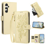 Portafoglio con cerniera a forma di farfalla e fiore, custodia per telefono in pelle vegana con cinturino, For Galaxy A07 4G, For Galaxy A17 5G, For Galaxy A36 5G / A56 5G, For Galaxy A16 4G / 5G