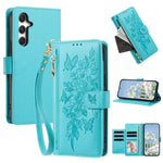 Portafoglio con cerniera a forma di farfalla e fiore, custodia per telefono in pelle vegana con cinturino, For Galaxy A15 4G / 5G, For Galaxy A55 5G, For Galaxy A35 5G, For Galaxy A25 5G