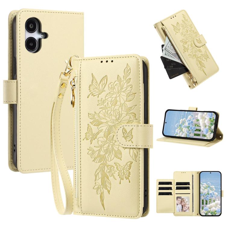 Portafoglio con cerniera a forma di farfalla e fiore, custodia per telefono in pelle vegana con cinturino, For Galaxy A57 5G, For Galaxy A37 5G, For Galaxy A27 5G, For Galaxy A25e 5G
