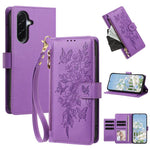 Portafoglio con cerniera a forma di farfalla e fiore, custodia per telefono in pelle vegana con cinturino, For Galaxy A57 5G, For Galaxy A37 5G, For Galaxy A27 5G, For Galaxy A25e 5G