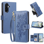 Portafoglio con cerniera a forma di farfalla e fiore, custodia per telefono in pelle vegana con cinturino, For Galaxy A57 5G, For Galaxy A37 5G, For Galaxy A27 5G, For Galaxy A25e 5G