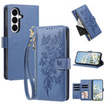 Portafoglio con cerniera a forma di farfalla e fiore, custodia per telefono in pelle vegana con cinturino, For Galaxy S26 FE 5G, For Galaxy S26+ 5G, For Galaxy S26 Ultra 5G, For Galaxy S26 5G