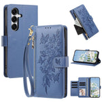 Portafoglio con cerniera a forma di farfalla e fiore, custodia per telefono in pelle vegana con cinturino, For Galaxy S26 FE 5G, For Galaxy S26+ 5G, For Galaxy S26 Ultra 5G, For Galaxy S26 5G