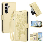 Portafoglio con cerniera a forma di farfalla e fiore, custodia per telefono in pelle vegana con cinturino, For Galaxy S26 FE 5G, For Galaxy S26+ 5G, For Galaxy S26 Ultra 5G, For Galaxy S26 5G