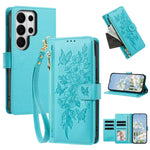 Portafoglio con cerniera a forma di farfalla e fiore, custodia per telefono in pelle vegana con cinturino, For Galaxy S26 FE 5G, For Galaxy S26+ 5G, For Galaxy S26 Ultra 5G, For Galaxy S26 5G