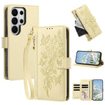 Portafoglio con cerniera a forma di farfalla e fiore, custodia per telefono in pelle vegana con cinturino, For Galaxy S26 FE 5G, For Galaxy S26+ 5G, For Galaxy S26 Ultra 5G, For Galaxy S26 5G