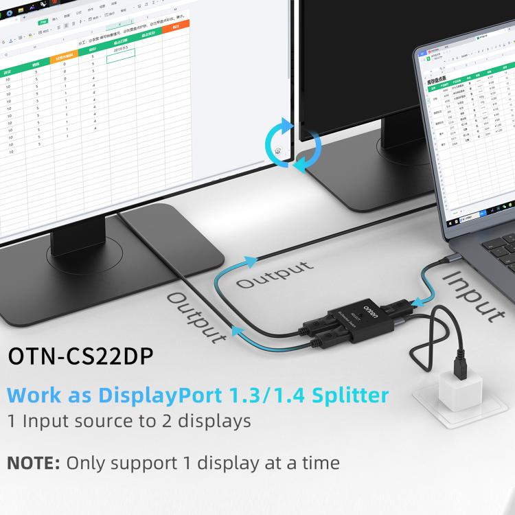 Commutatore bidirezionale Onten CS22DP 8K 30Hz DP 1.4