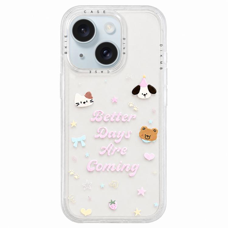 Custodia per telefono in acrilico con adesivo effetto cartone animato satinato "Skin Feel", For iPhone 15 Pro Max, For iPhone 15 Pro, For iPhone 15