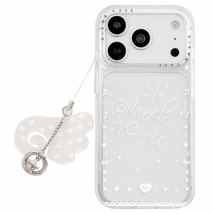 Custodia per telefono in acrilico con ciondolo e adesivo effetto cartone animato satinato Skin Feel., For iPhone 17 Pro Max, For iPhone 17 Pro, For iPhone 17, For iPhone 16 Pro Max, For iPhone 16 Pro, For iPhone 16