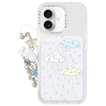 Custodia per telefono in acrilico con ciondolo e adesivo effetto cartone animato satinato Skin Feel., For iPhone 17 Pro Max, For iPhone 17 Pro, For iPhone 17, For iPhone 16 Pro Max, For iPhone 16 Pro, For iPhone 16