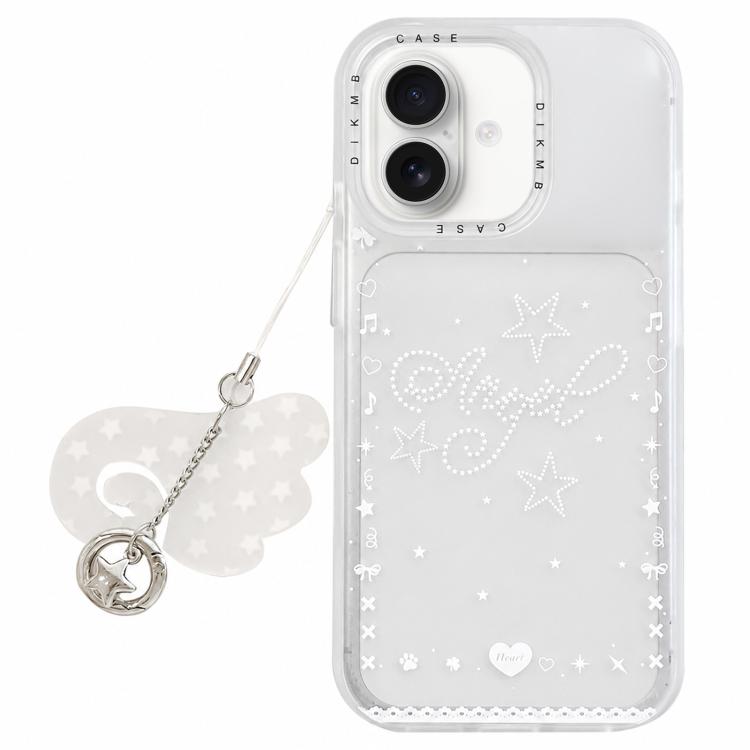 Custodia per telefono in acrilico con ciondolo e adesivo effetto cartone animato satinato Skin Feel., For iPhone 17 Pro Max, For iPhone 17 Pro, For iPhone 17, For iPhone 16 Pro Max, For iPhone 16 Pro, For iPhone 16