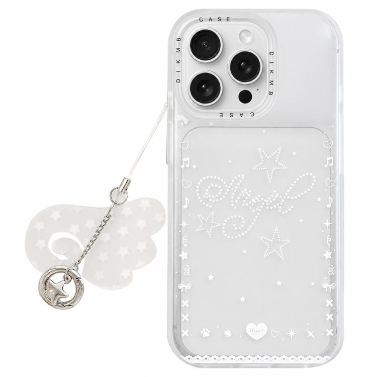 Custodia per telefono in acrilico con ciondolo e adesivo effetto cartone animato satinato Skin Feel., For iPhone 15 Pro Max, For iPhone 15 Pro, For iPhone 15