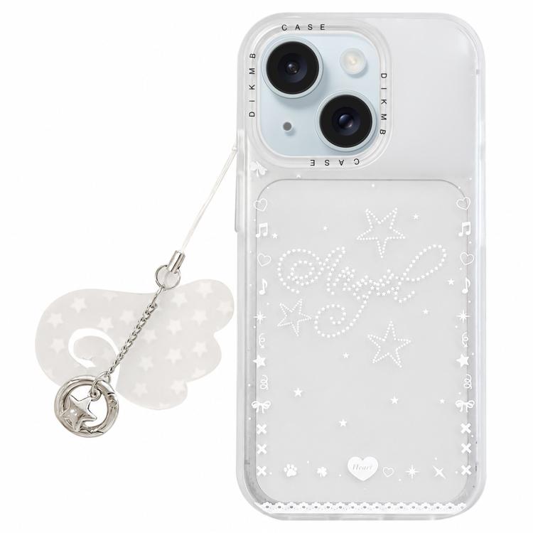 Custodia per telefono in acrilico con ciondolo e adesivo effetto cartone animato satinato Skin Feel., For iPhone 15 Pro Max, For iPhone 15 Pro, For iPhone 15