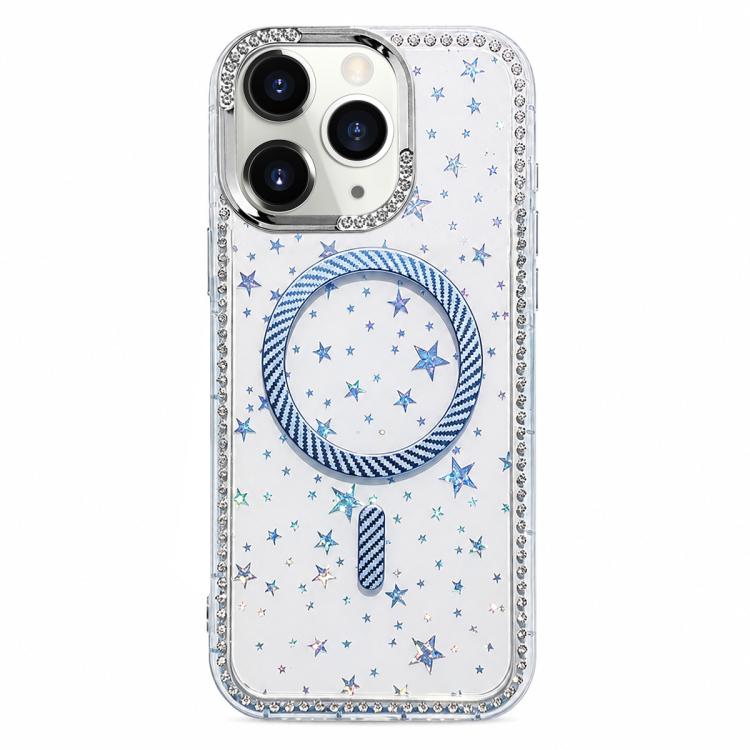 Custodia per telefono con anello magnetico in fibra di carbonio con strass e motivo a stella., For iPhone 12 Pro Max, For iPhone 12 Pro, For iPhone 11 Pro Max, For iPhone 11