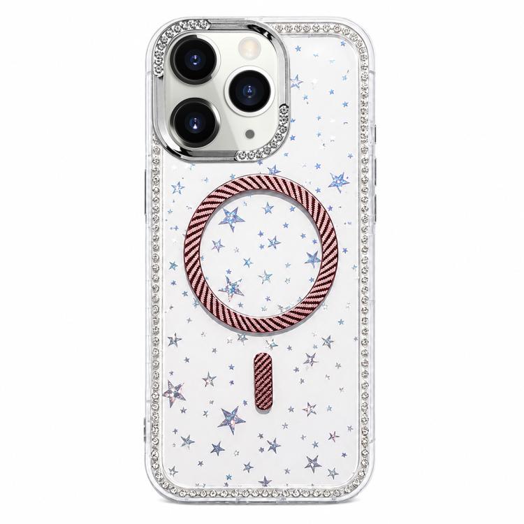 Custodia per telefono con anello magnetico in fibra di carbonio con strass e motivo a stella., For iPhone 12 Pro Max, For iPhone 12 Pro, For iPhone 11 Pro Max, For iPhone 11