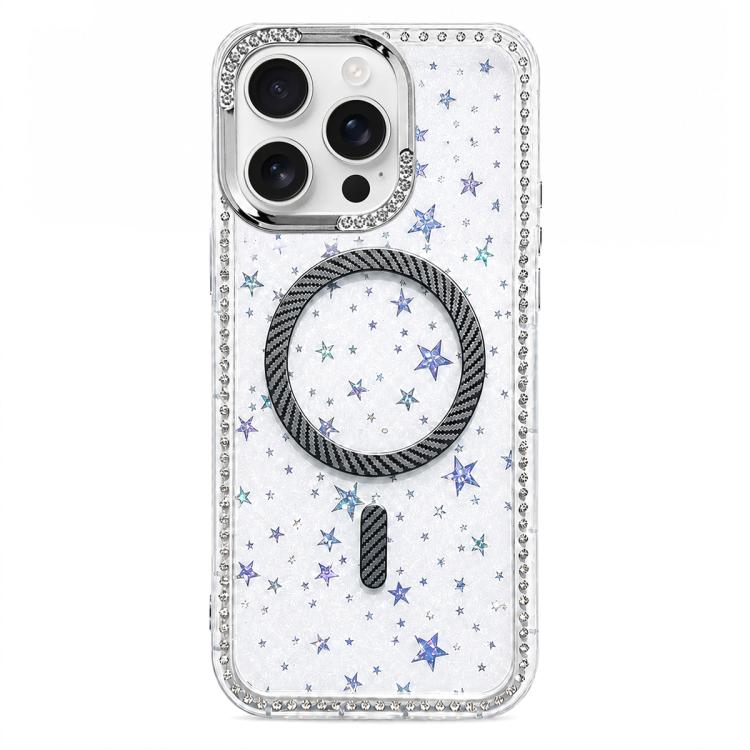 Custodia per telefono con anello magnetico in fibra di carbonio con strass e motivo a stella., For iPhone 13 Pro Max, For iPhone 13 Pro, For iPhone 13, For iPhone 12