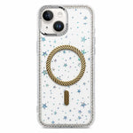 Custodia per telefono con anello magnetico in fibra di carbonio con strass e motivo a stella., For iPhone 14 Plus, For iPhone 14, For iPhone 14 Pro, For iPhone 14 Pro Max