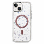 Custodia per telefono con anello magnetico in fibra di carbonio con strass e motivo a stella., For iPhone 14 Plus, For iPhone 14, For iPhone 14 Pro, For iPhone 14 Pro Max