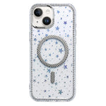 Custodia per telefono con anello magnetico in fibra di carbonio con strass e motivo a stella., For iPhone 14 Plus, For iPhone 14, For iPhone 14 Pro, For iPhone 14 Pro Max