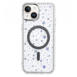 Custodia per telefono con anello magnetico in fibra di carbonio con strass e motivo a stella., For iPhone 15 Pro Max, For iPhone 15 Pro, For iPhone 15 Plus, For iPhone 15