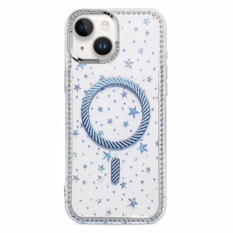 Custodia per telefono con anello magnetico in fibra di carbonio con strass e motivo a stella., For iPhone 15 Pro Max, For iPhone 15 Pro, For iPhone 15 Plus, For iPhone 15