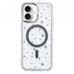 Custodia per telefono con anello magnetico in fibra di carbonio con strass e motivo a stella., For iPhone 16 Pro Max, For iPhone 16 Pro, For iPhone 16 Plus, For iPhone 16