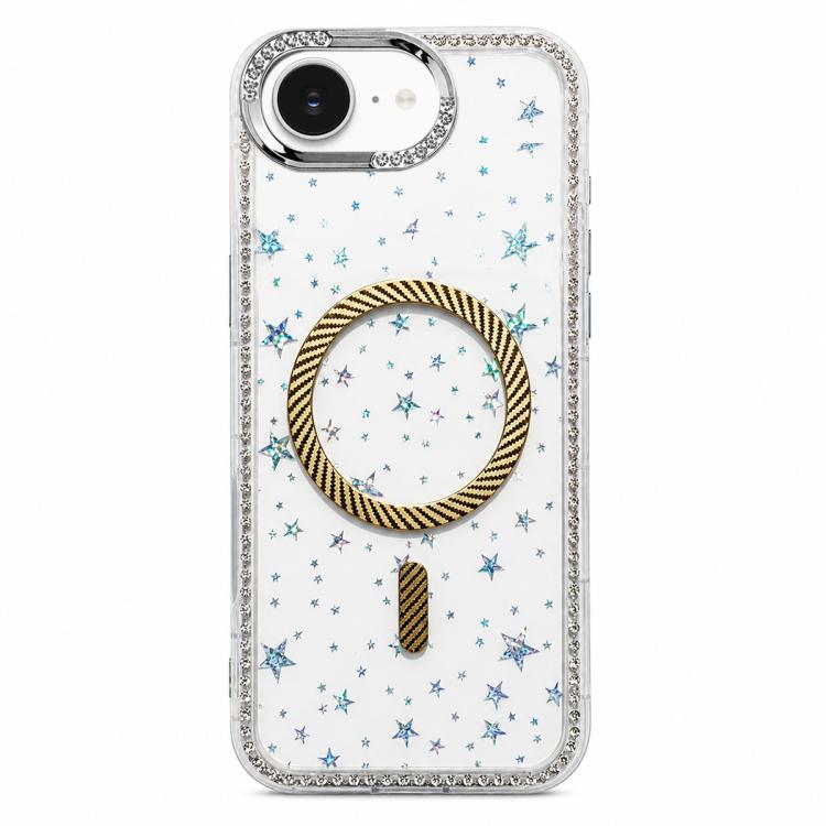 Custodia per telefono con anello magnetico in fibra di carbonio con strass e motivo a stella., For iPhone 17e / 16e, For iPhone 17 Pro Max, For iPhone 17 Pro, For iPhone 17