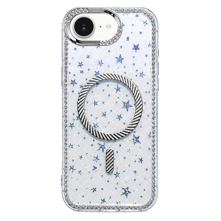 Custodia per telefono con anello magnetico in fibra di carbonio con strass e motivo a stella., For iPhone 17e / 16e, For iPhone 17 Pro Max, For iPhone 17 Pro, For iPhone 17