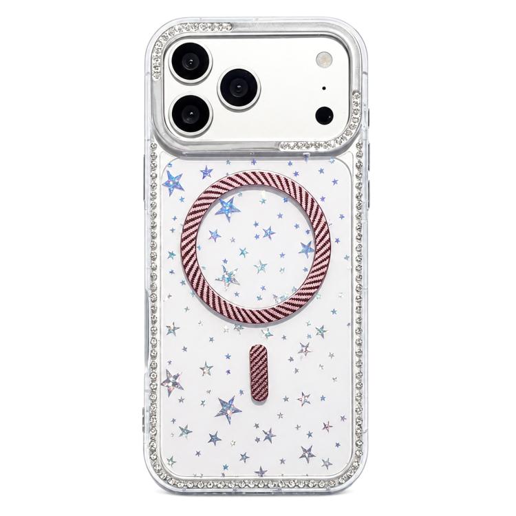 Custodia per telefono con anello magnetico in fibra di carbonio con strass e motivo a stella., For iPhone 17e / 16e, For iPhone 17 Pro Max, For iPhone 17 Pro, For iPhone 17