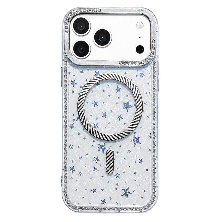 Custodia per telefono con anello magnetico in fibra di carbonio con strass e motivo a stella., For iPhone 17e / 16e, For iPhone 17 Pro Max, For iPhone 17 Pro, For iPhone 17
