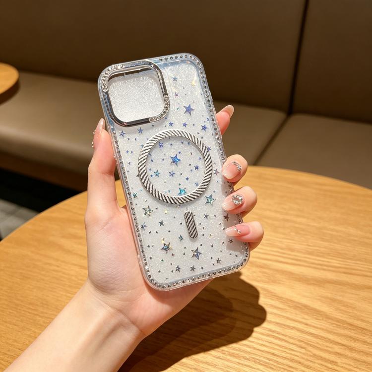 Custodia per telefono con anello magnetico in fibra di carbonio con strass e motivo a stella., For iPhone 12 Pro Max, For iPhone 12 Pro, For iPhone 11 Pro Max, For iPhone 11