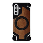 Custodia per telefono magnetica con supporto girevole a 360° in metallo e legno di noce, armatura, senza cornice., For Galaxy A57 5G, For Galaxy A56 5G