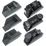 Borsa antiurto per fotocamera DSLR in poliestere con inserto organizer rinforzato.