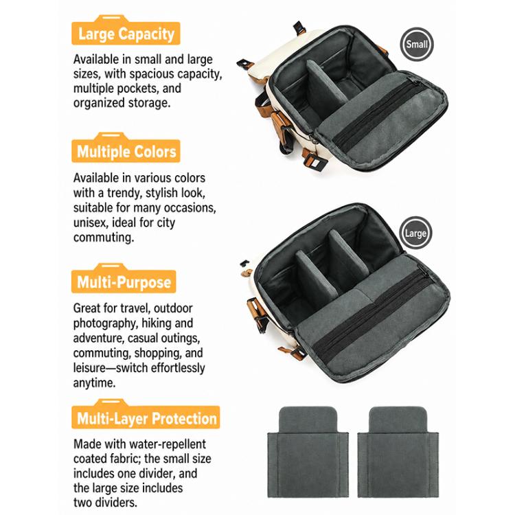 Borsa a tracolla per fotocamera DSLR con colori a contrasto, 20 x 18 x 10cm S, 26 x 24 x 11cm L