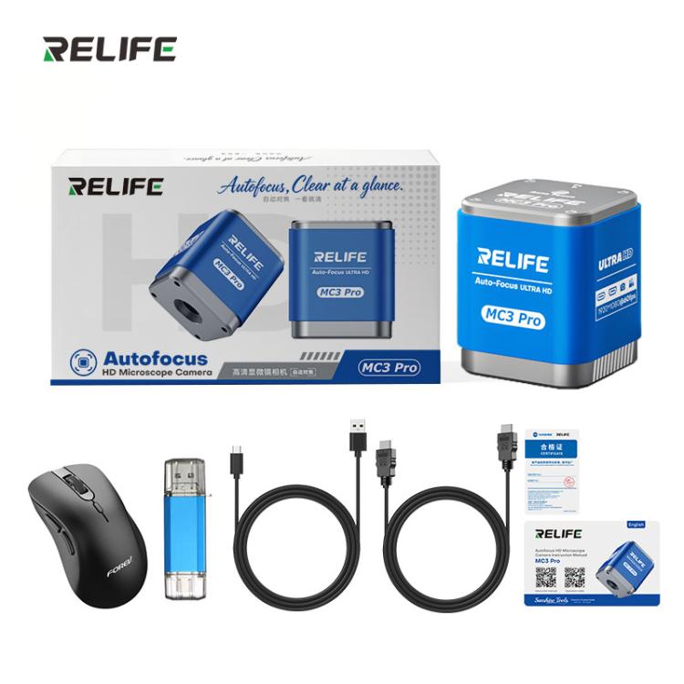 RELIFE MC3 Pro Telecamera digitale per microscopio con autofocus e USB, risoluzione 1080P HD., RELIFE MC3 Pro