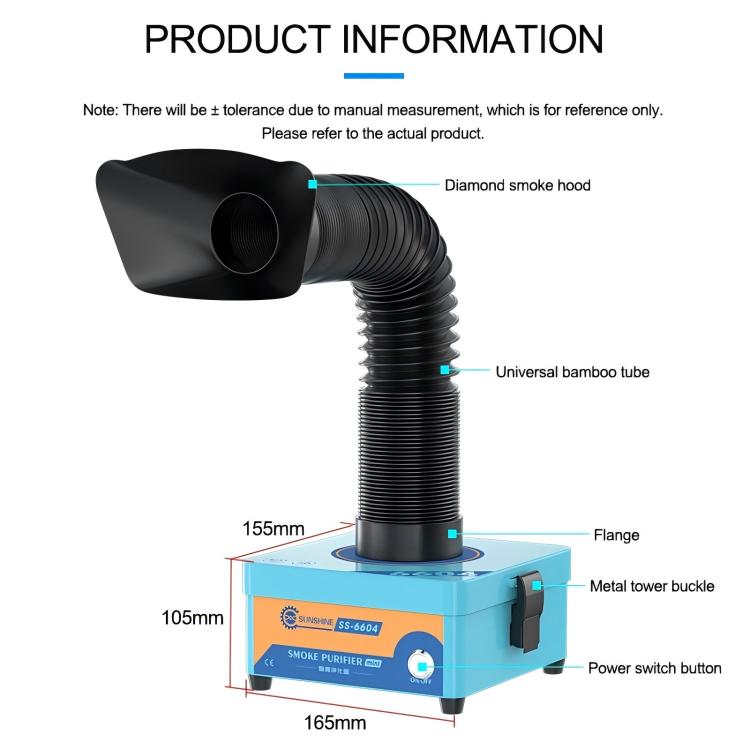 SUNSHINE SS-6604 Mini purificatore di fumo portatile da tavolo con funzione di purificazione multipla, EU Plug, US Plug