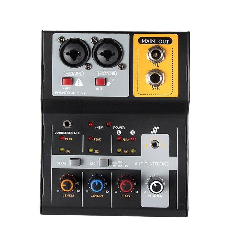 F-2A Mixer professionale multifunzione a 2 vie per registrazione e streaming live con scheda audio USB, F-2A