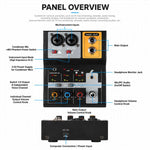 F-2A Mixer professionale multifunzione a 2 vie per registrazione e streaming live con scheda audio USB, F-2A