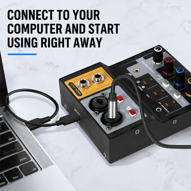F-2A Mixer professionale multifunzione a 2 vie per registrazione e streaming live con scheda audio USB, F-2A