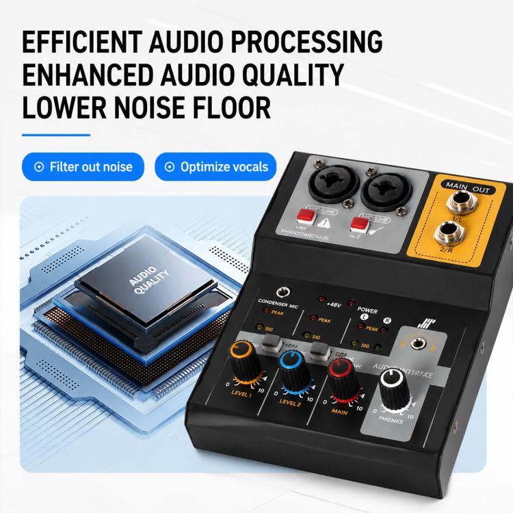 F-2A Mixer professionale multifunzione a 2 vie per registrazione e streaming live con scheda audio USB, F-2A