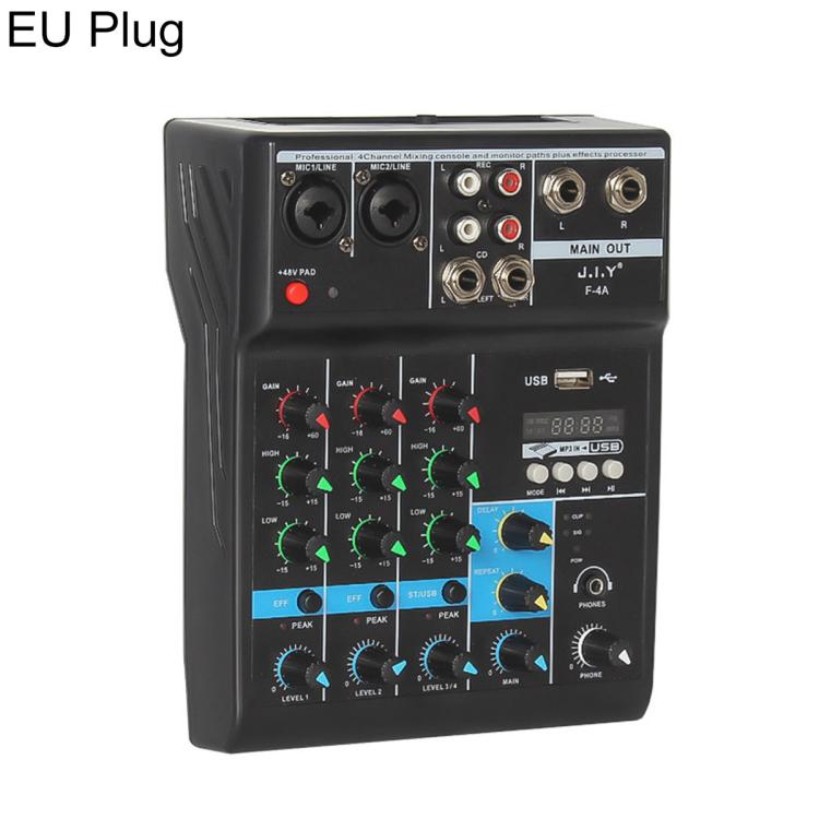 F-4A Mixer professionale multifunzione a 4 vie per registrazione e streaming live con Bluetooth e scheda audio, EU Plug, UK Plug, US Plug, without Plug