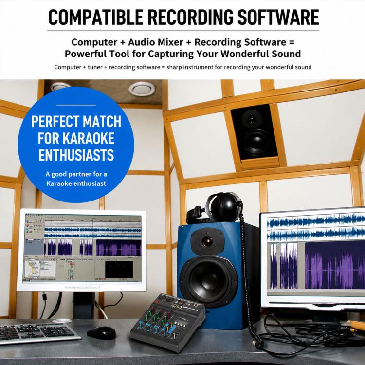 F-4A Mixer professionale multifunzione a 4 vie per registrazione e streaming live con Bluetooth e scheda audio, EU Plug, UK Plug, US Plug, without Plug