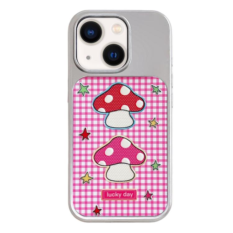 Custodia per telefono con cornice in argento galvanizzato e glitter in rilievo., For iPhone 13 / 14