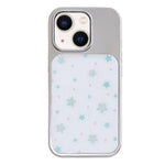Custodia per telefono con cornice in argento galvanizzato e glitter in rilievo., For iPhone 13 / 14