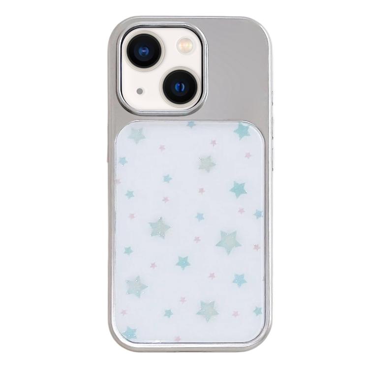Custodia per telefono con cornice in argento galvanizzato e glitter in rilievo., For iPhone 13 / 14