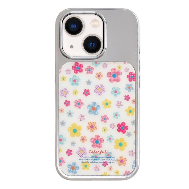 Custodia per telefono con cornice in argento galvanizzato e glitter in rilievo., For iPhone 13 / 14