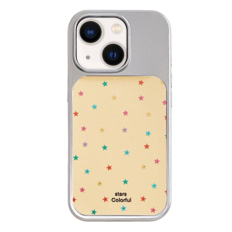 Custodia per telefono con cornice in argento galvanizzato e glitter in rilievo., For iPhone 13 / 14