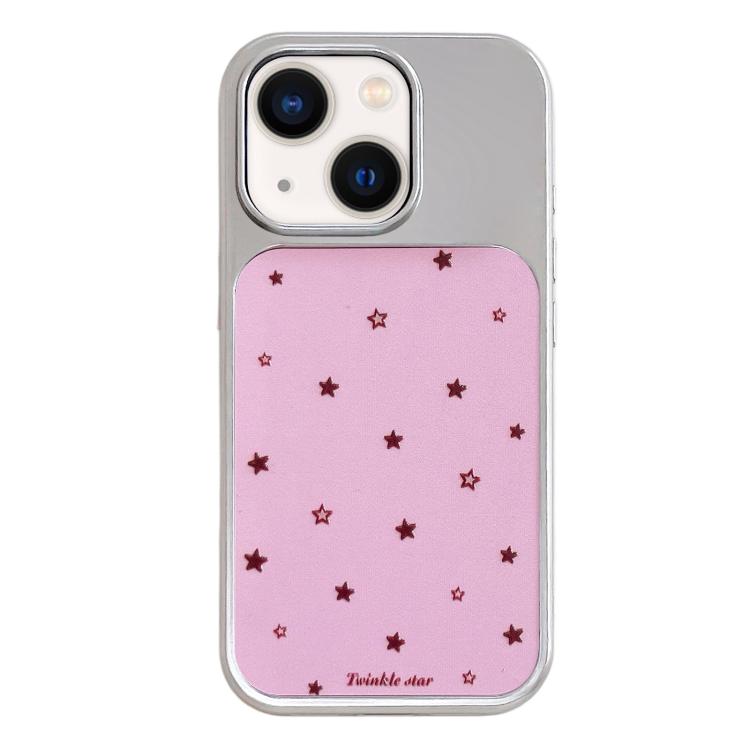 Custodia per telefono con cornice in argento galvanizzato e glitter in rilievo., For iPhone 13 / 14